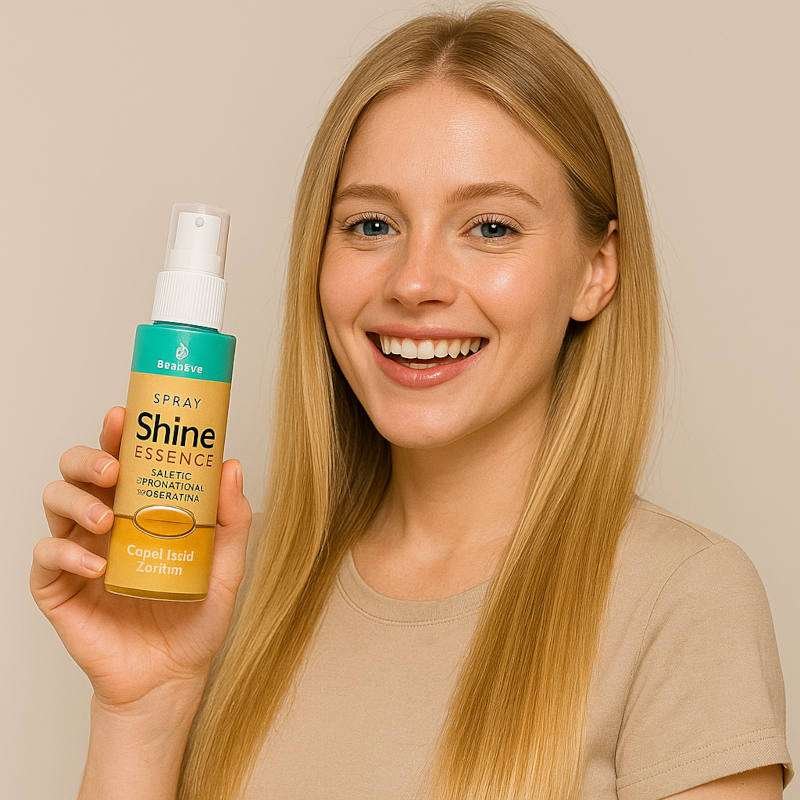 Ragazza con in mano Shine Essence, L' olio illuminante per capelli